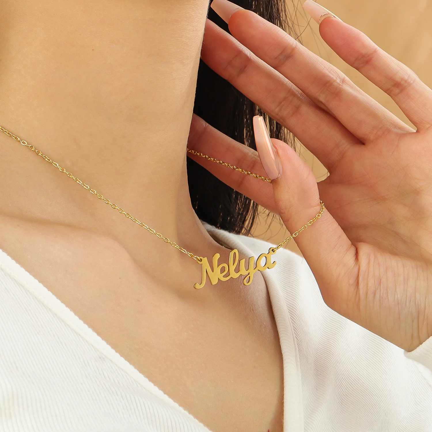 Gepersonaliseerde naam ketting goud roestvrij staal naam ketting aangepaste naam kettingen, aangepaste hanger, charme vrouwen sieraden cadeau