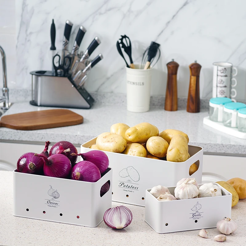 صندوق تخزين البطاطس، صندوق العرض 3 مجموعات، تخزين المطبخ للبطاطس والبصل والثوم، يمنح طازجًا أطولًا
