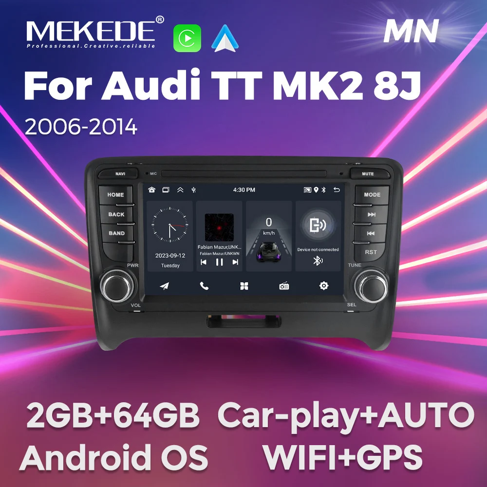 Android Car Radio Multimedia Player For AudiTT MK2 8J 2006 - 2014 Wireless Carplay DSP Sound GPS Car Screen Reversing Camera BT
