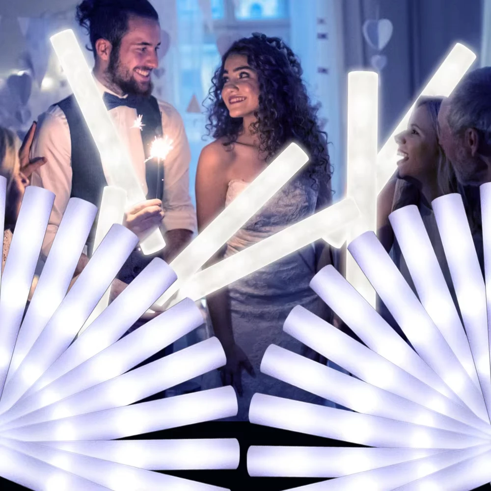 34PCS White LED Foam Glow Stic - огляд і ціна Flashing Led Foam Sticks Party