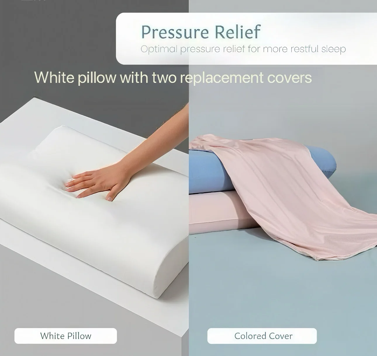 اشتري 1 واحصل على 2 مجانًا (حجم كبير)، وسادة مريحة للرقبة مع وسادة واحدة من إسفنج الذاكرة وأغطية وسائد بديلة بديلة، وسادة سرير لتقويم العظام من إسفنج الذاكرة، مناسبة للنوم الجانبي، وأكياس الظهر المعدة المريحة
