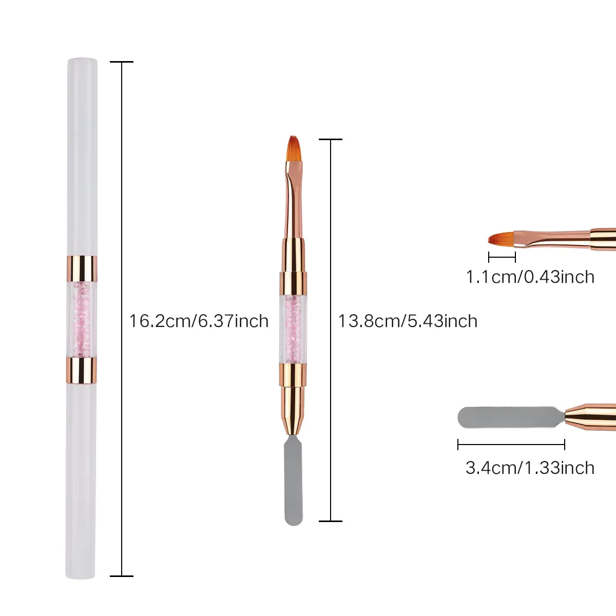 Dwustronny pędzelek do paznokci, pędzelek 2 w 1 do żelu UV, pędzelek do precyzyjnego malowania paznokci, narzędzie do usuwania martwego naskórka DIY do zdobienia paznokci