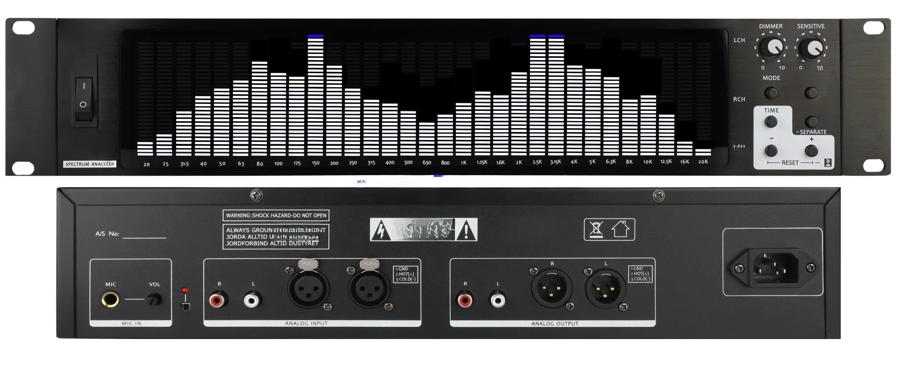 BDS PP-131 montowany w stelażu 2U Equalizer z wyświetlaczem widma wzmacniacza poziomu Audio analizator poziomu Powe — zdjęcie 2