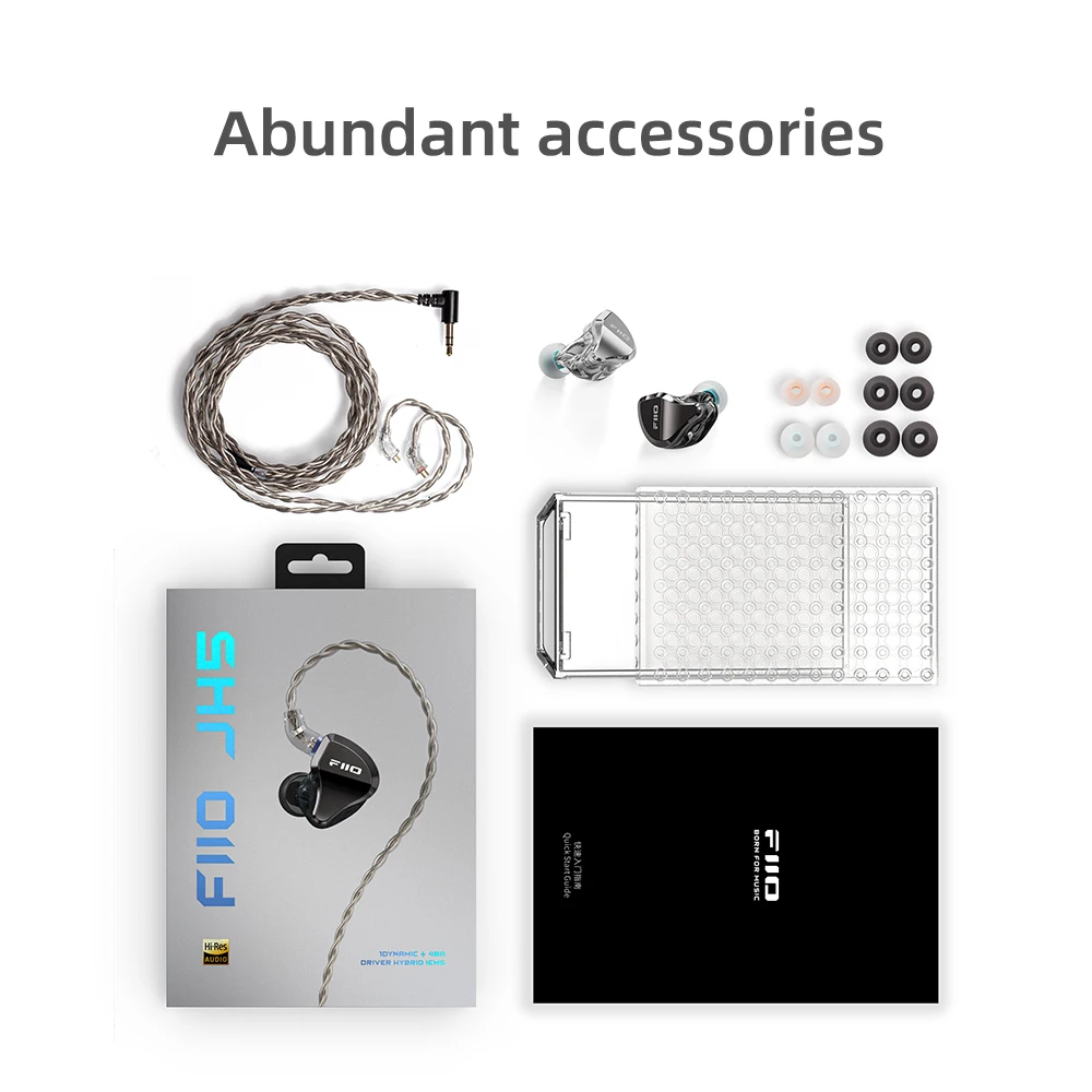 Fiio/jadeaudio jh5 1dd 4ba hybrid 5 treiber hifi in-ear kopfhörer, abnehmbares 0,78mm 2-poliges kabel 3,5mm stecker für ios/android