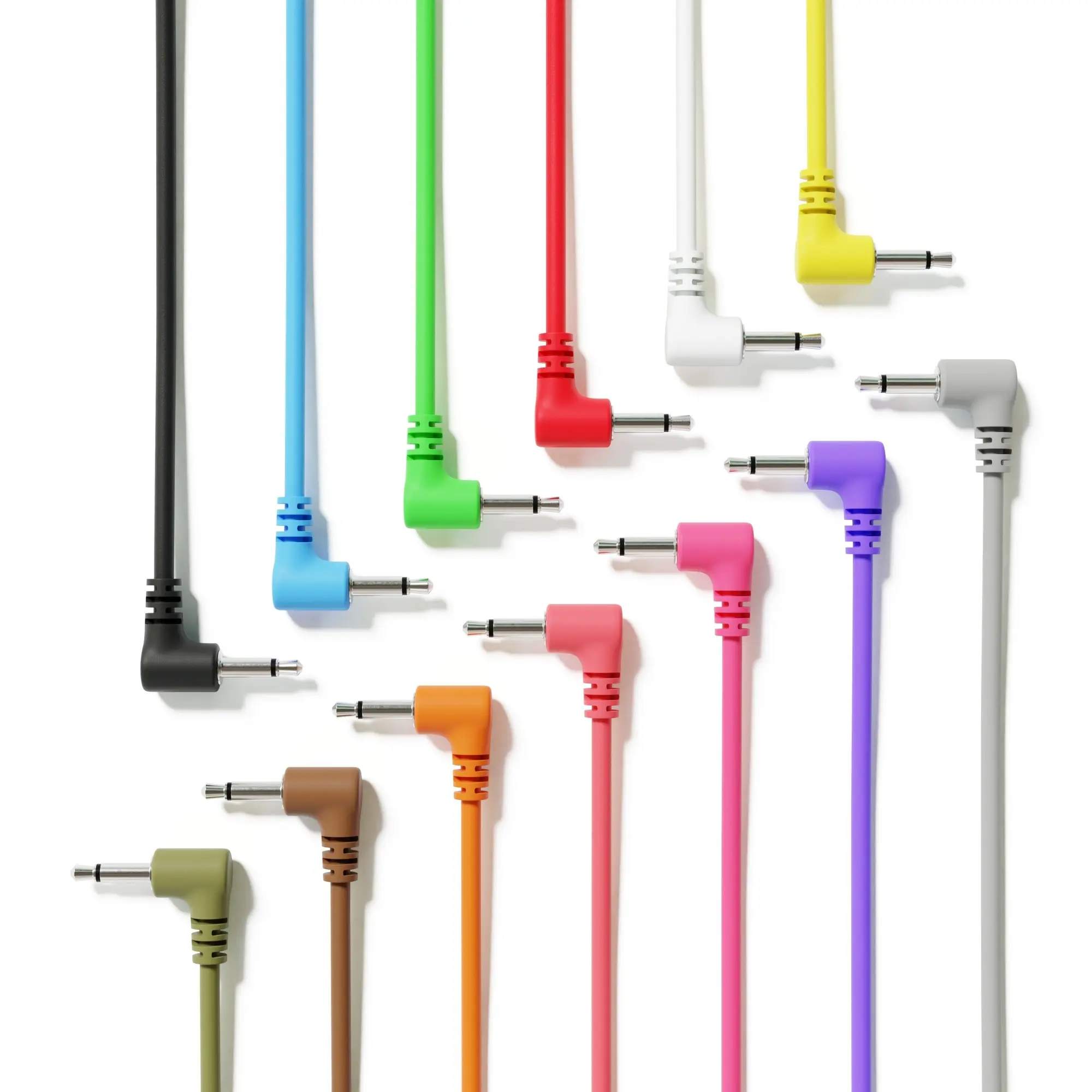 ExcelValley - كابلات التصحيح الأحادية ذات الزاوية اليمنى - 3.5 مم 1/8 بوصة Eurorack [13-Pack] المركب