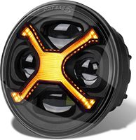 5-3/4 5.75 Inch LED Motorcycle Headlight with White Hi/Low Beam Amber X DRL Round Headlights