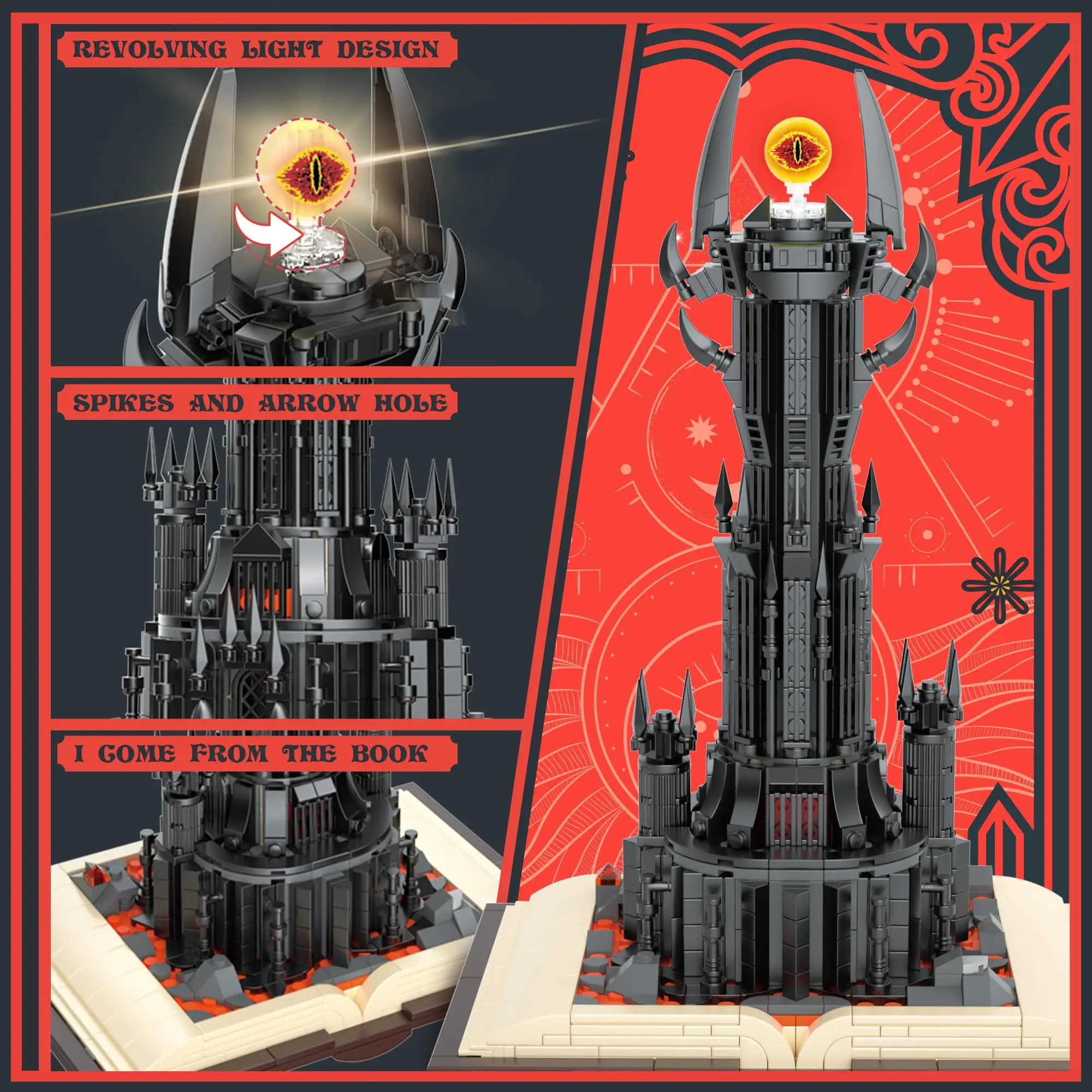 ToylinX 969PCS Magicแหวนชุดอาคาร,Dark Tower Building Blockชุด,ปราสาทลอร์ดสถาปัตยกรรมอาคารชุดของขวัญสําหรับแฟนๆ