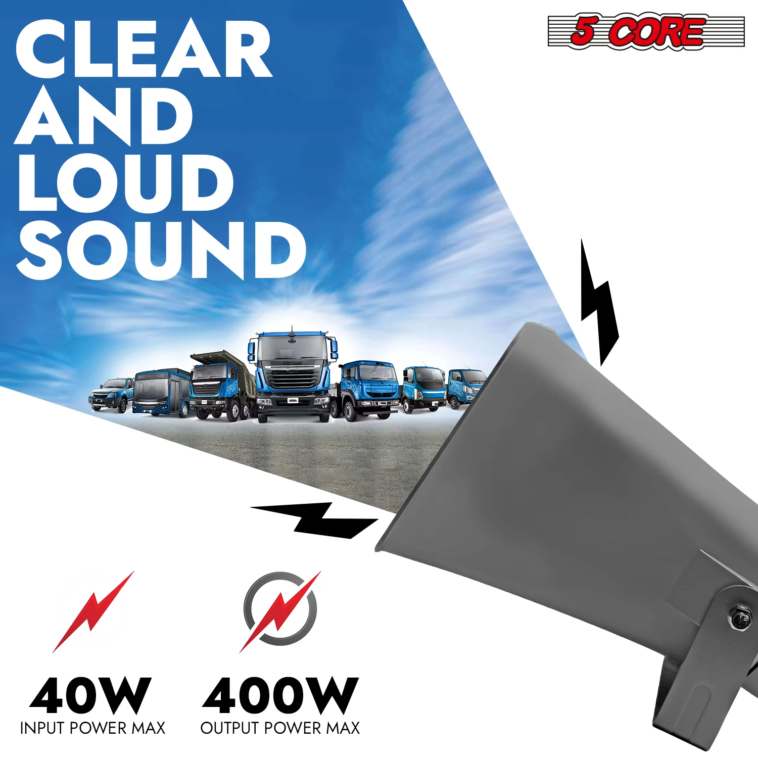 ลำโพง PA 5คอร์ลำโพงกลางแจ้ง8x16 "ไซเรนลำโพง40W RMS โทรโข่งเสียงดัง SUH-400คนขับ1ชิ้น
