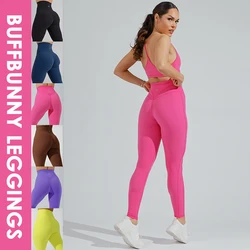 Buffbunny-mallas elásticas de Yoga de 3 líneas para mujer, pantalones de Fitness para gimnasio, Push Up, Leggings deportivos para correr, Otoño e Invierno