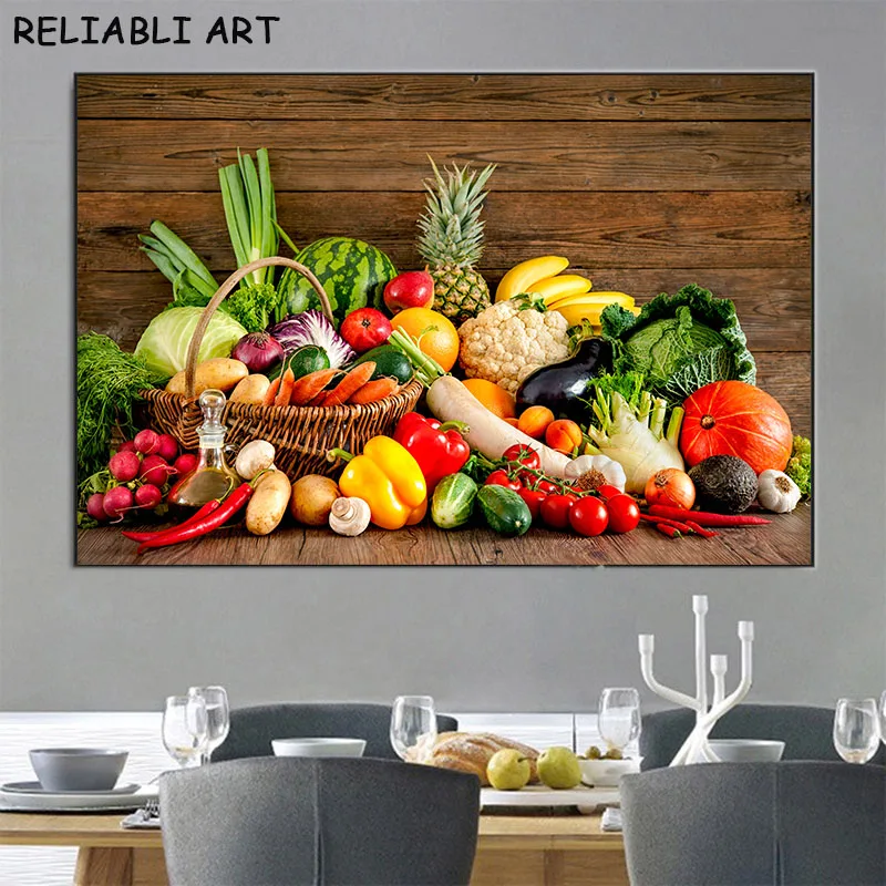 Apple And Grape Pictures Print On Canvas Wall Poster Fruit Painting Home Art For Kitchen And Restaurant Decoration Cuadros