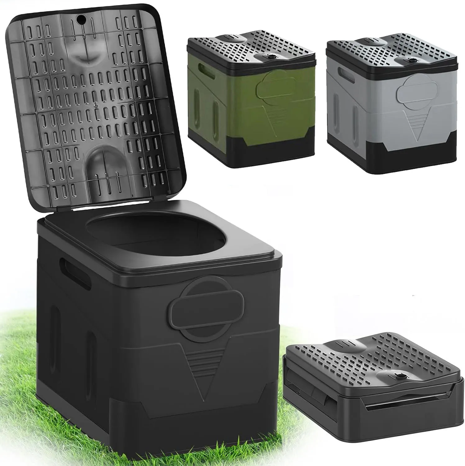 Seau de toilette Portable pour voiture, capacité de transport, poubelle réutilisable, boîte de rangement pliable anti-odeur, toilettes d'urgence