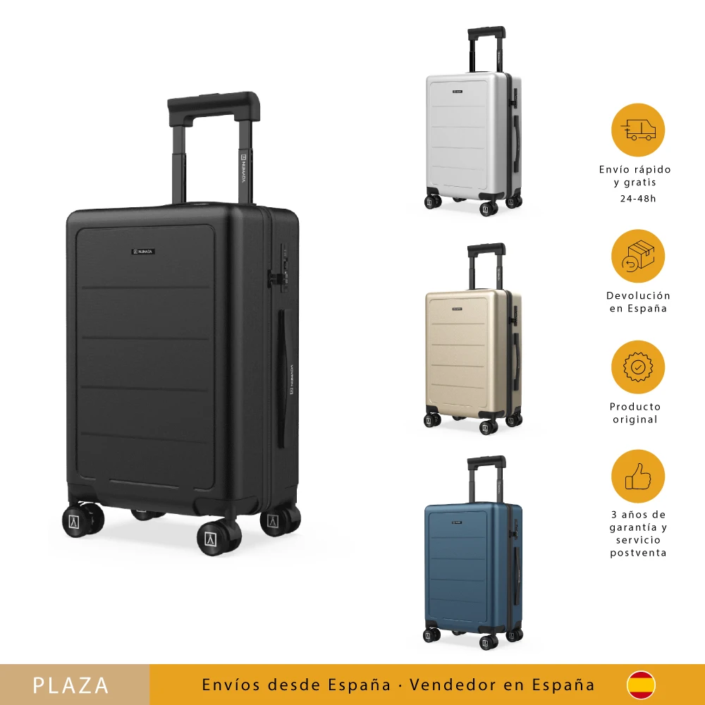 NUMADA - Maleta de Viaje Cabina PC + ABS (56x37,5x22cm) PackPro T40 con Cierre TSA y Carga USB. Maleta de Mano Rígida con 4 Ruedas 360, Extra de