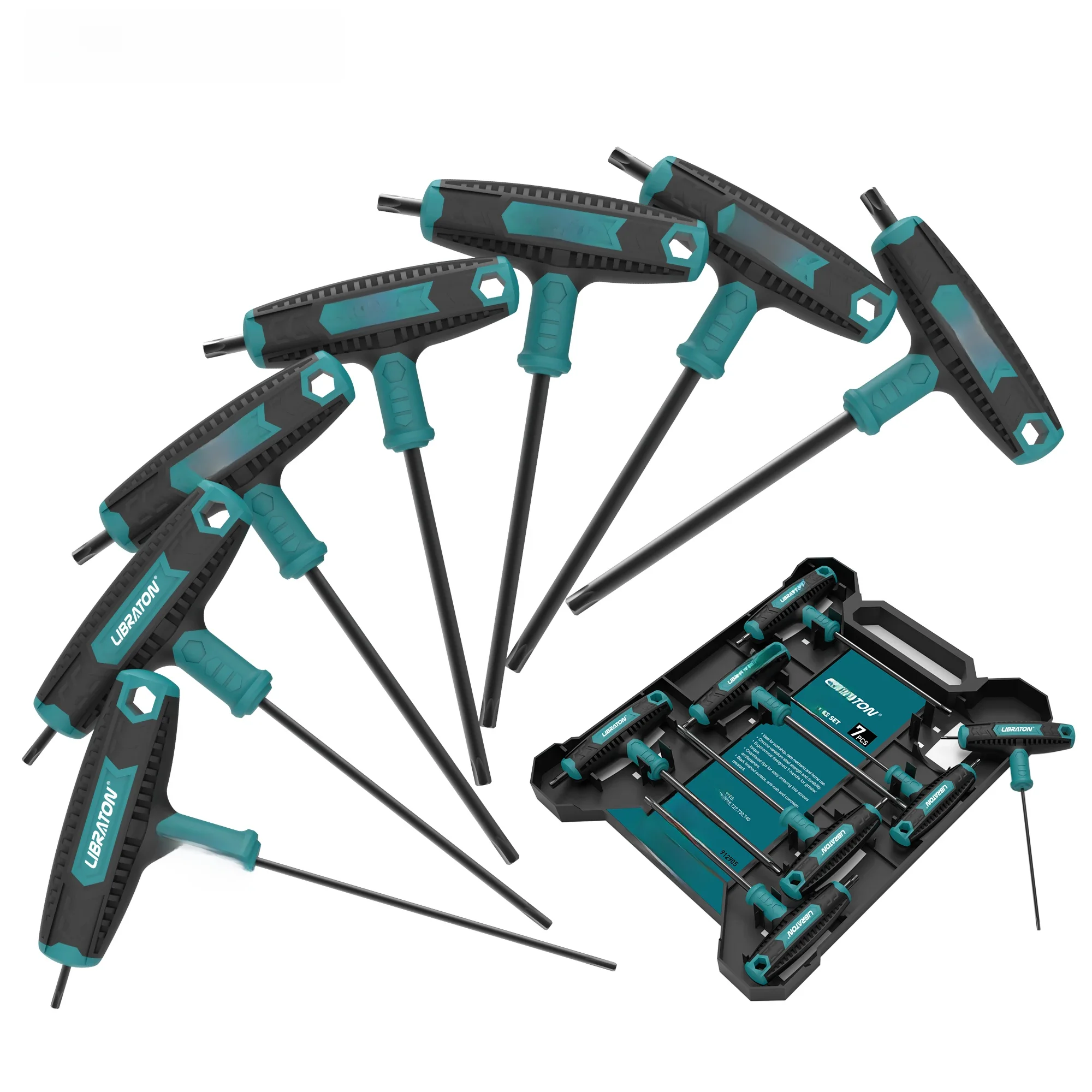 Libra ton 7-teiliger T-Griff-Torx-Schlüssels atz t Griffs chl üssel satz, Zwei-Spitzen-Design,