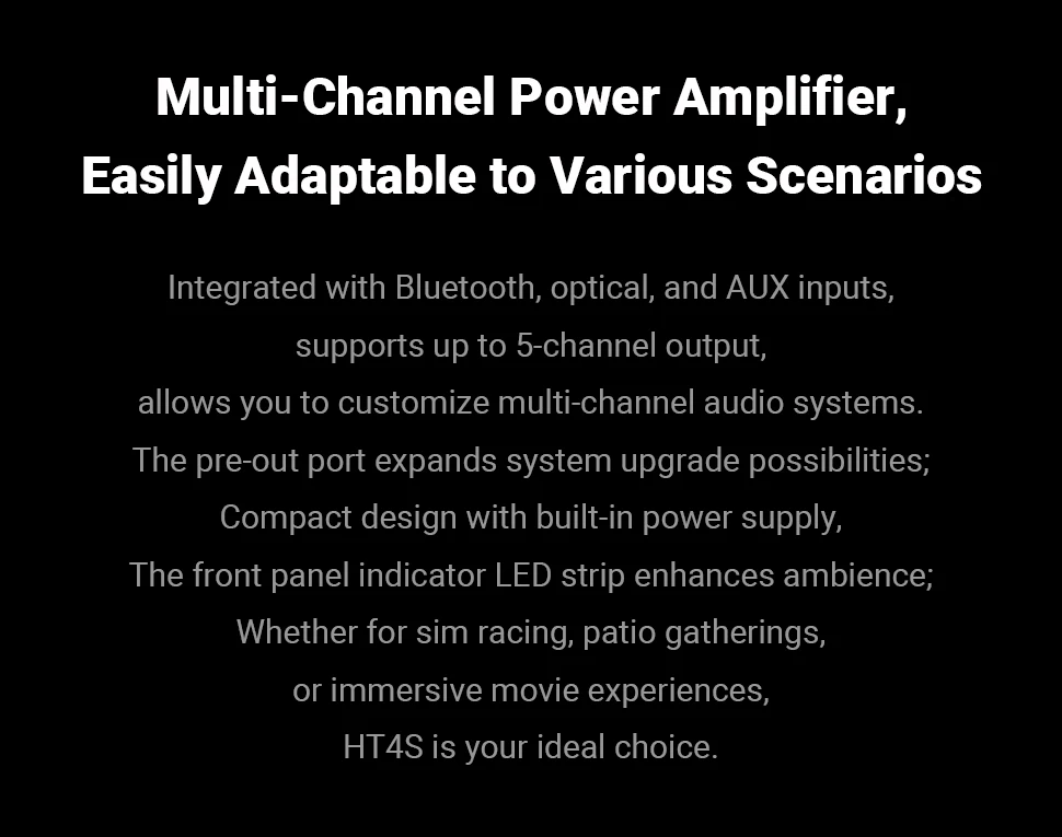 Fosi Audio HT4S Bluetooth 4.1 Heim-Sound-Verstärker, Mini-Desktop-Verstärker mit TPA3116 und Bass-Höhen-Steuerung für Lautsprecher-Subwoofer – Detail 2