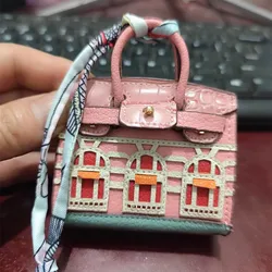 House-shaped mini earphone bag keychain women's bag charm