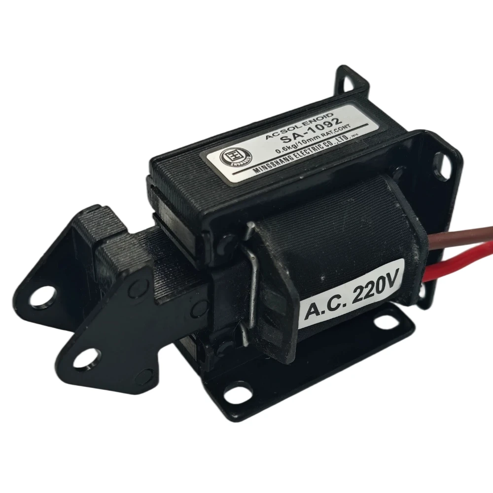 MINGSHANG SA-1092 AC110V 220V 380V Traction Solenoid Electromagnet Pull Type 0.6kg Force 10mm Stroke AC Solenoid