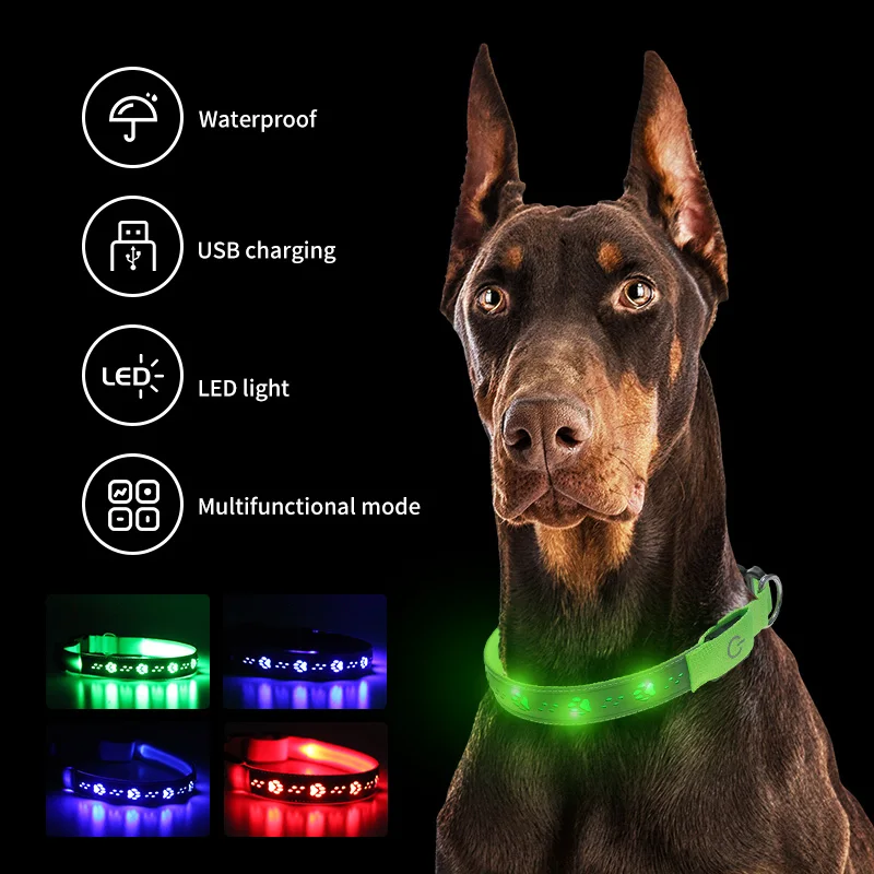 LED Dog Collar Light Up Dog Collar Adjustable Usb Rechargeable Super Bright Safety Light Glowing Dog Collars For Small Dogs