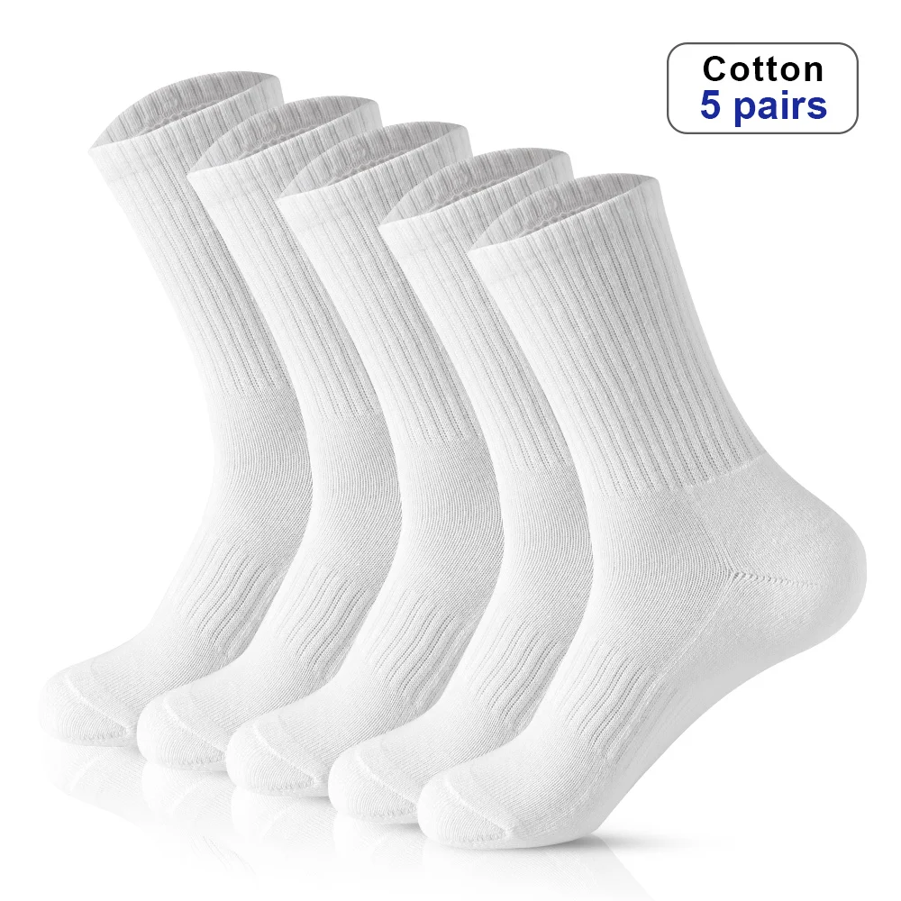 Calcetines largos de algodón para hombre, calcetín deportivo suave y transpirable, color blanco, talla grande, para verano e invierno, nuevo estilo,