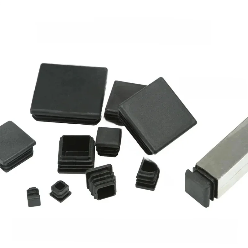 Bouchon de Tube carré noir, couvercle d'extrémité de Tube en plastique, insertion coulissante, bouchons d'extrémité d'obturation, bonde 10/13/15/16/18/19/20//22/23/25/28-200mm