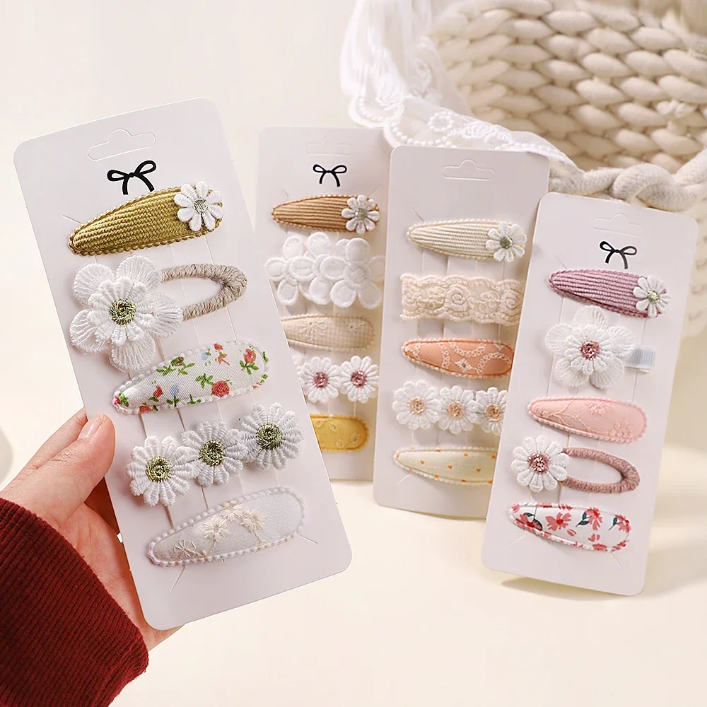 5 pièces/ensemble Mini bébé fille pince à cheveux mignon nœud Floral lapin princesse épingle à cheveux pour enfant en bas âge fille belle Bang pince latérale accessoires de cheveux
