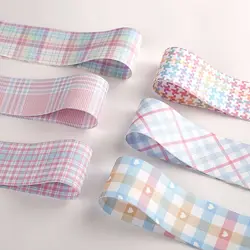 10 Yards Double-Sided Lattice Ribbon 25MM/40MM Handmade Material for Bows Headwear Gift Wrap Clothing Accessories Plaid Crafts