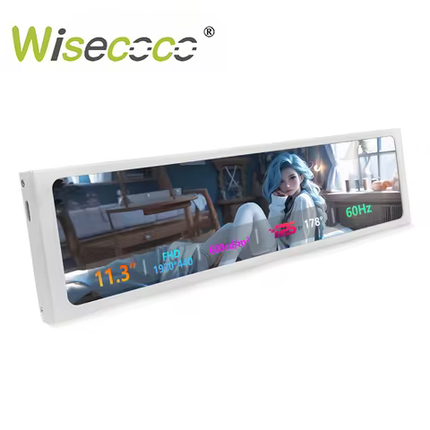 Wisecoco 11.3 inch Secondary Screen 1920*440 IPS LCD Monitor USB Type-C Display for PC Laptop Aida64 DIY for Windows 10/11 Only