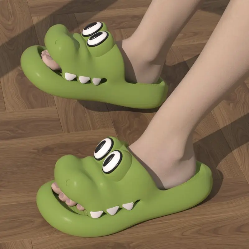 

Шлепанцы для мужчин и женщин, мягкая подошва, мультяшный рисунок, крокодил, Эва, Нескользящие сандалии для душа, уличные тапочки
