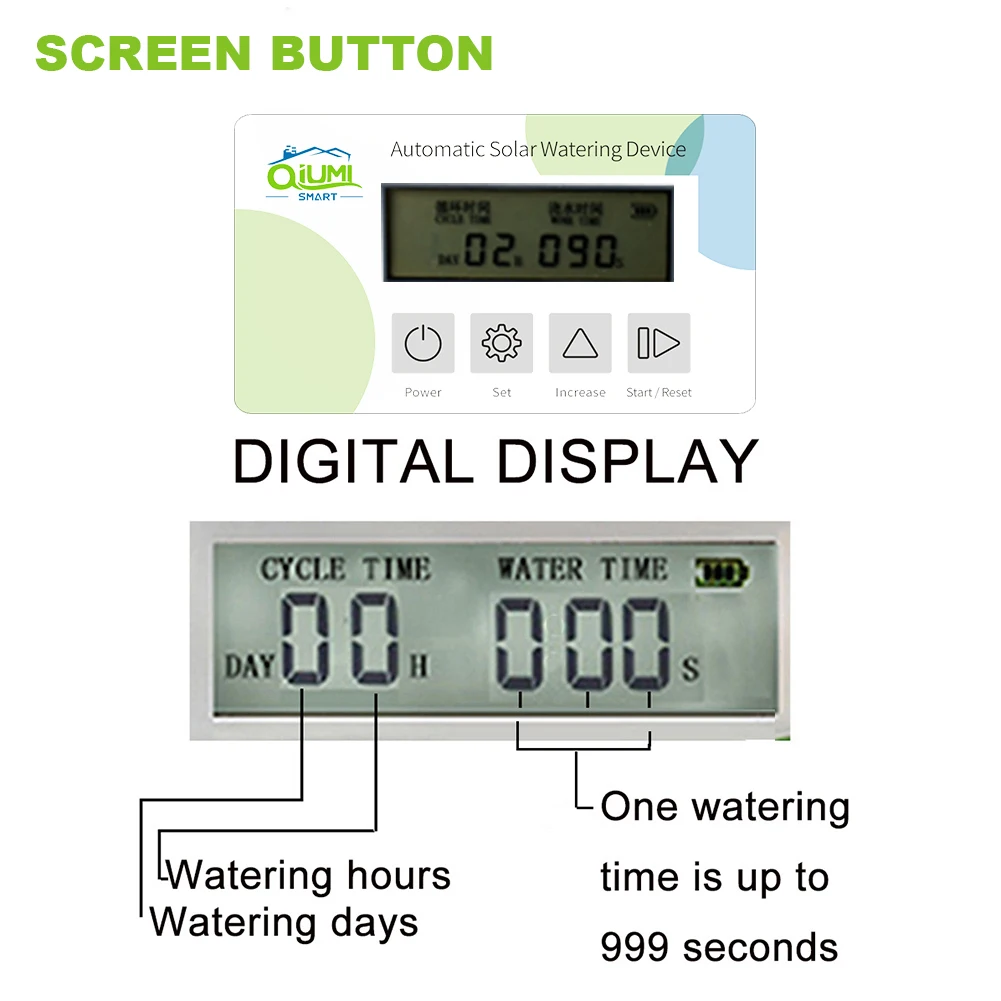 Qiumi Tuin Water Controller, Gazon, Tuin Bloemen, Balkon Sproeisysteem Controller Smart Irrigatie Voor Home Garden Solar Power