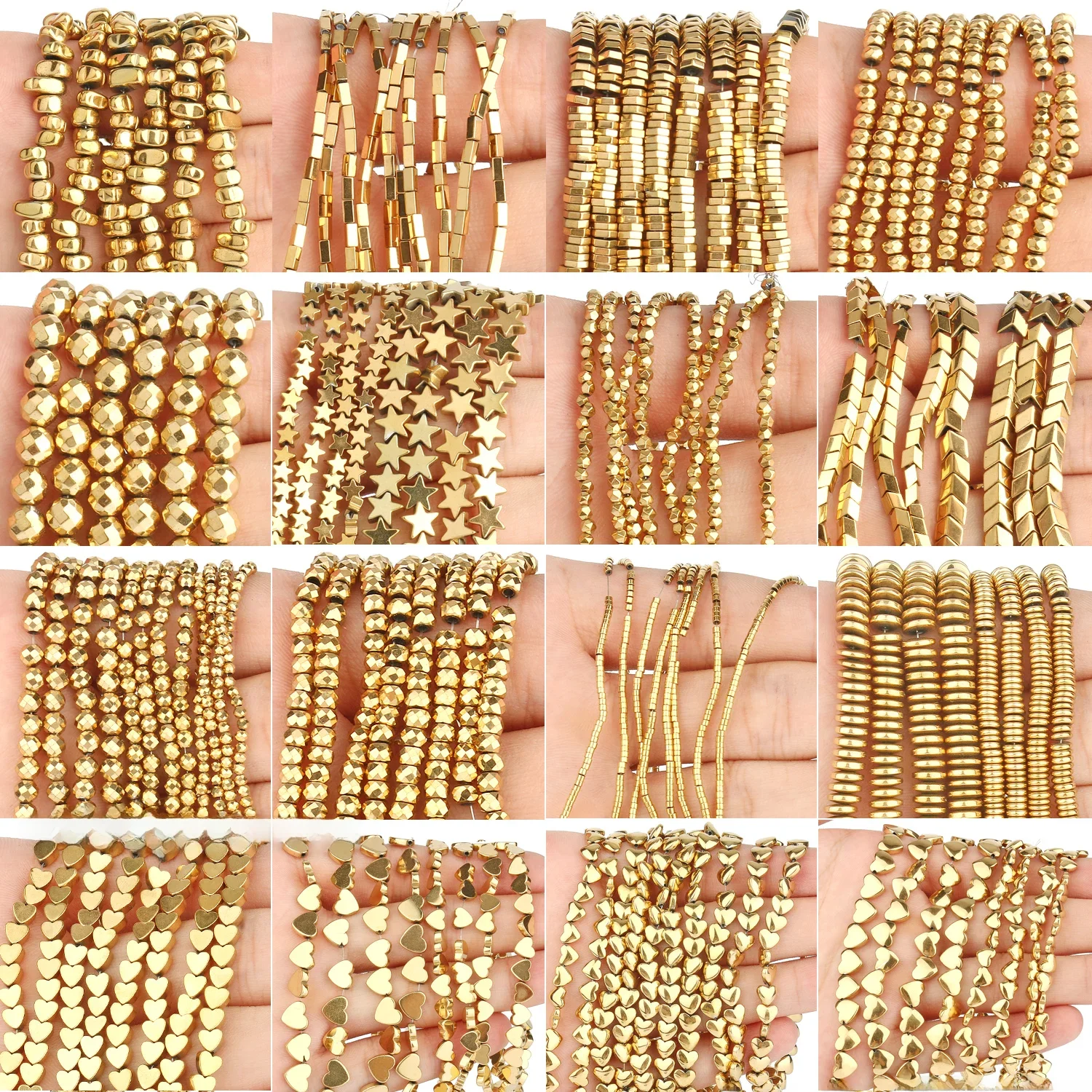 AAA Pozłacane geometryczne koraliki hematytowe Charms Heart Tube Gasket Cube Shape Beads For Jewelry Making Handmade Crafts Findings — 2