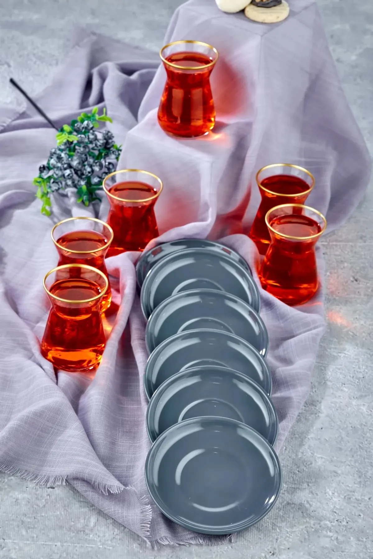 Decorative 12 Piece Turkish Tea Glass Set Gold Gilded Decorated Glass Tea Glass Set Gift Set Kitchen Accessories