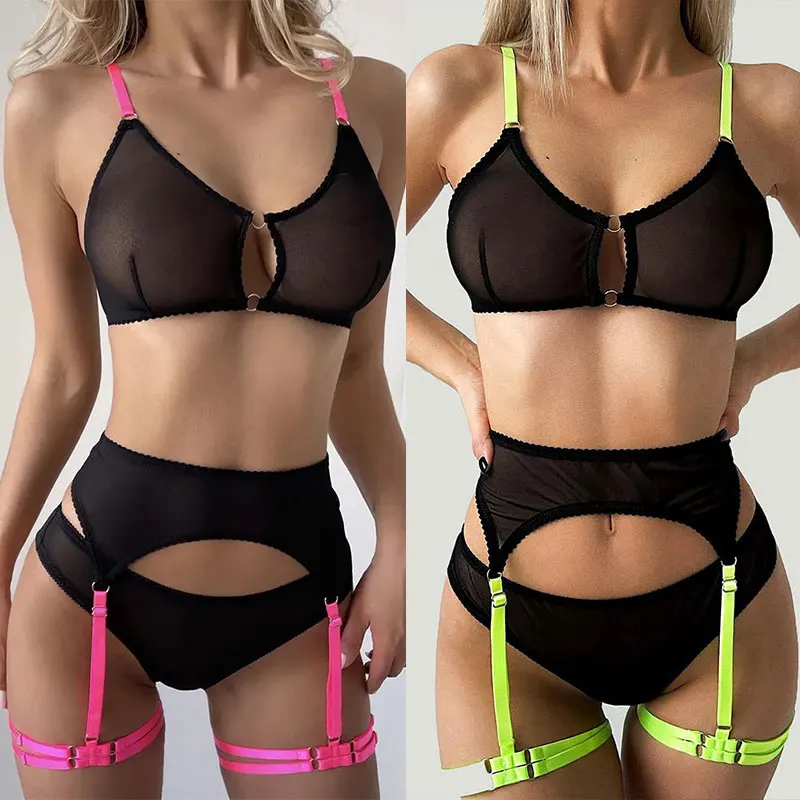 Cosplay Sexy Erotic Lingerie Women Bra And Panty Garters Set Transparent Underwear Set Female Sexy Costumes