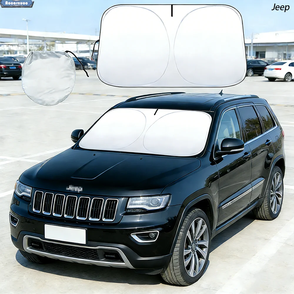 

Car Windshield Sun Shade For Jeep Grand Cherokee 2011-2023 Sunshade Sun Visor Protector Foldable Blocks UV Rays