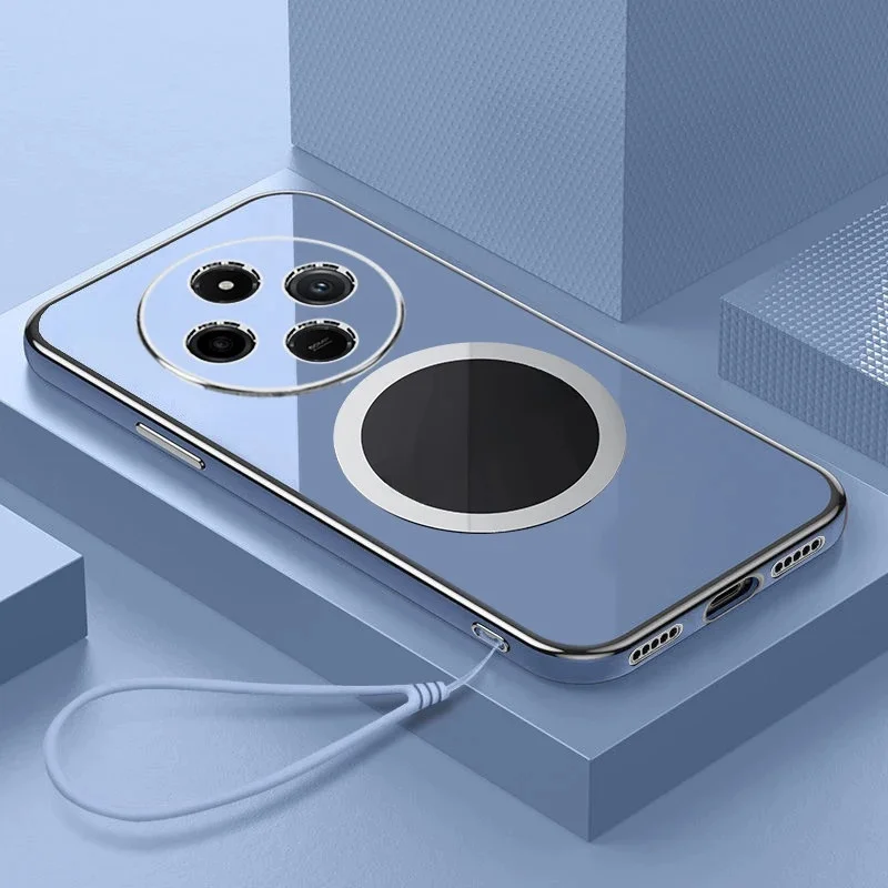 Pour Xiaomi Redmi 14C étui Redmi A4 A3 Pro coque de téléphone de luxe placage carré attraction magnétique antichoc couverture arrière en Silicone