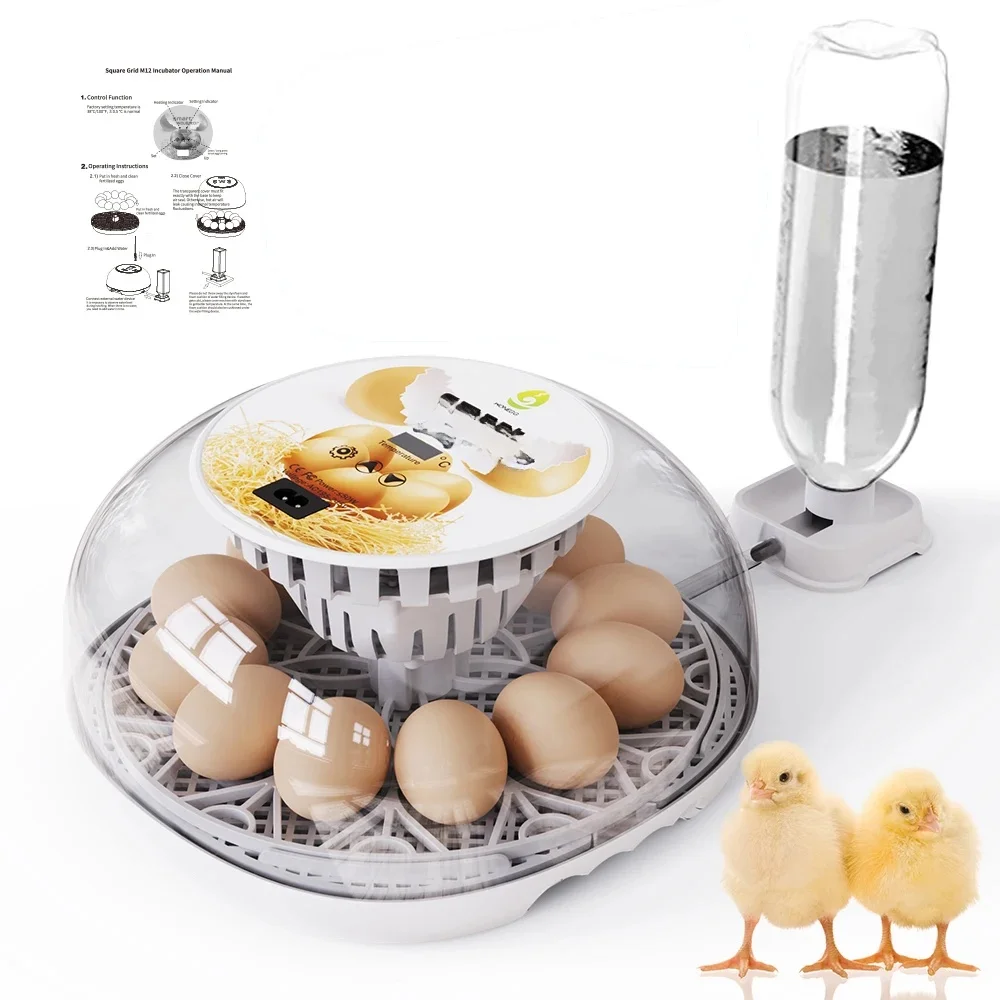 Huishoudelijke kleine kip, eend, gans eierincubator voeg automatisch water toe Intelligente temperatuurregeling 12 incubators - afbeelding 2