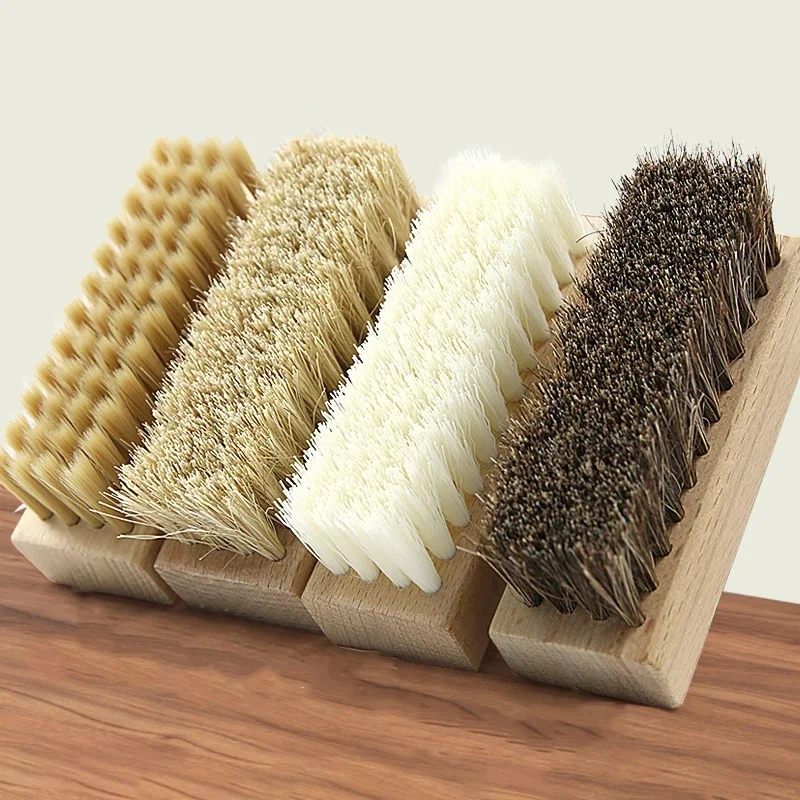 Brosse à Chaussures en Poils de Bois Massif Minimaliste Moderne, Crin de Cheval, Fil de Plastique en Nylon, Soins des Chaussures, Outils de Détachage