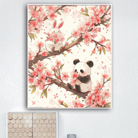 YIJIE Painting by Numbers Cute Panda Rabbit on Peach Branch DIY Hand Painted Painting Canvas Coloring Unique Surprise Gift Home