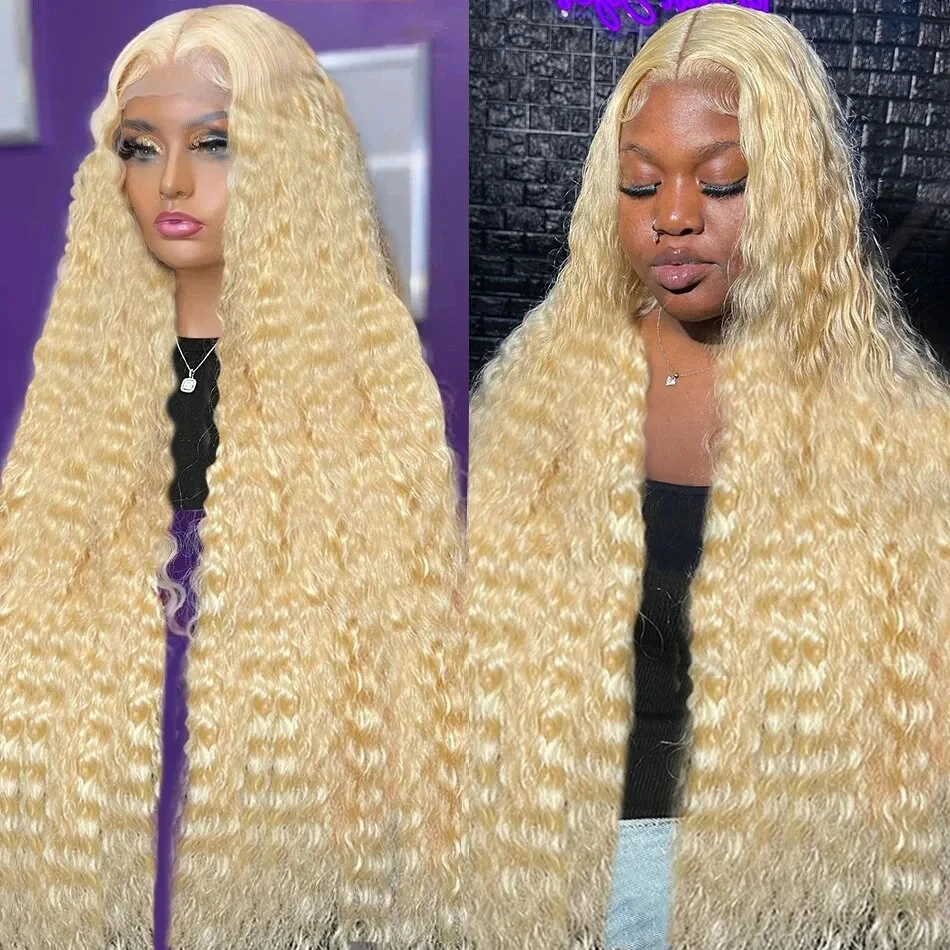 613 Honey Blonde HD Transparent Lace Front Human Hair Wig Deep Wave Brazilian PrePlucked Curly 13x4 13x6 Lace Frontal Wig