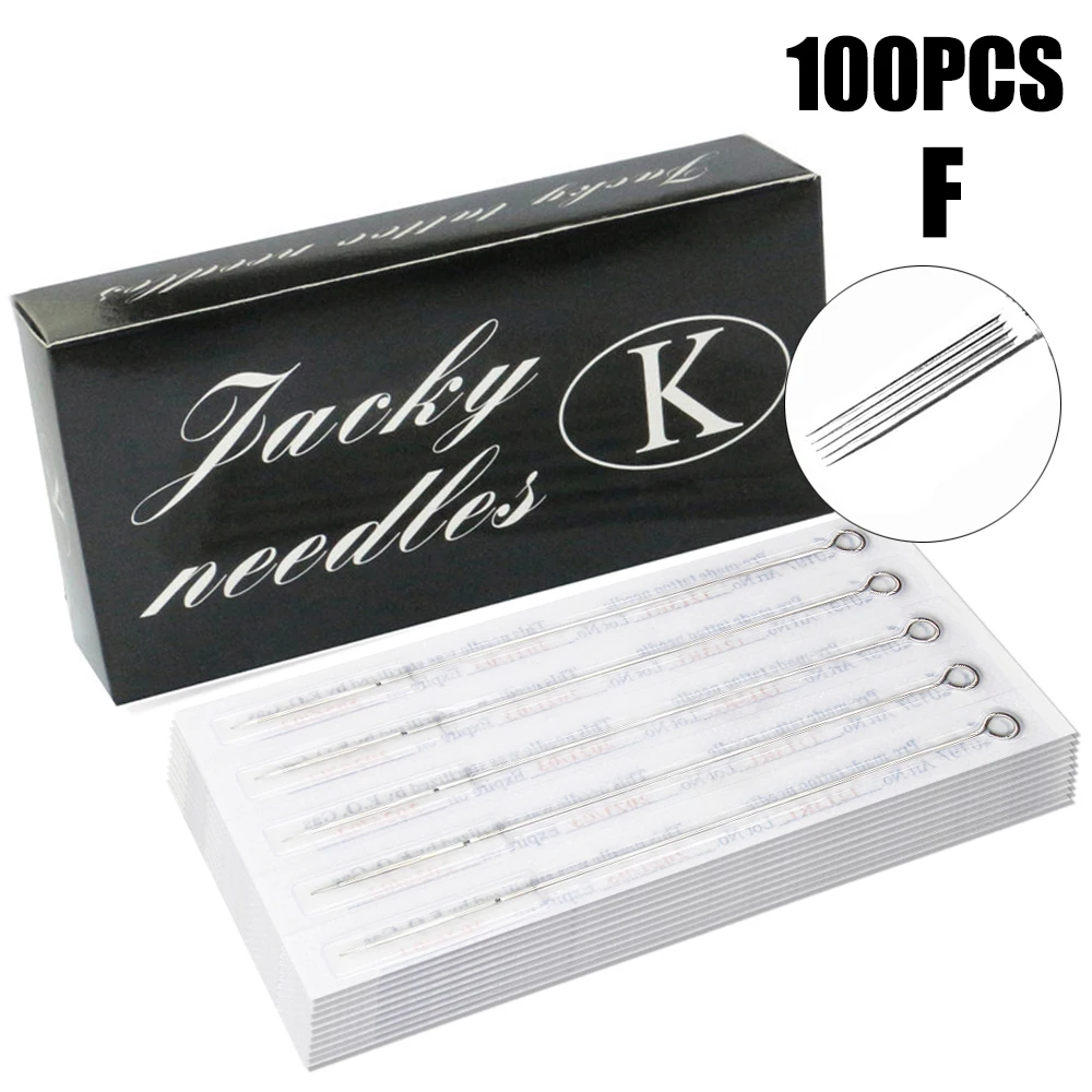 

100PCS Disposable Sterile Flat Tattoo Needles for Standard Tattoo Machine and Grips 5/7/9/11/13/15F