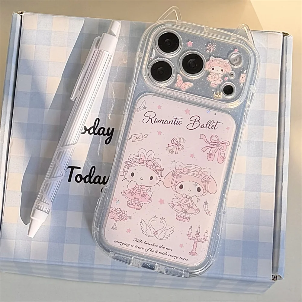 

Cute cartoon Melody HelloKitty suitable for iPhone 17 Pro Max 14/15/16 13 Pro Max protective case anti fall all inclusive