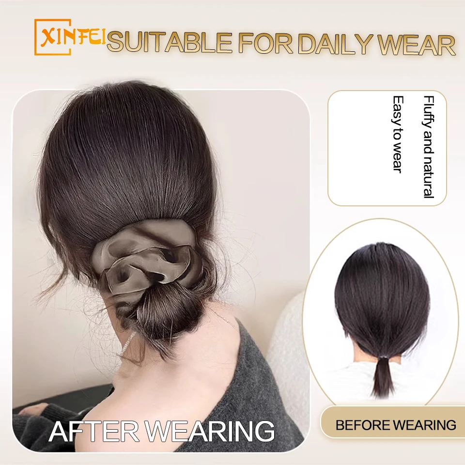 Coque sintético elegante com clipe de garra para mulheres: peruca updo ondulada instantânea, coque sintético chique, confortável e de aparência natural