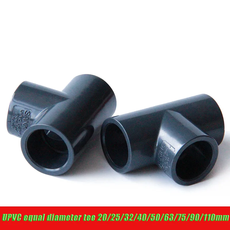 1-10pcs Dark Grey UPVC Tee Connector 20-110mm T-type 3 Way Tube Adapter Water Pipe Fittings Irrigation Water Supply Pipe Joints