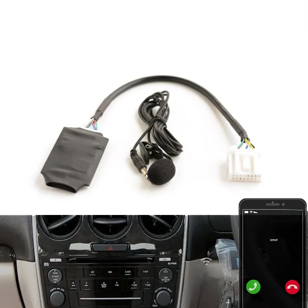 Zestaw samochodowy Bluetooth 5.0 Adapter audio AUX Mikrofon głośnomówiący 3,5 mm Kabel sterujący do kierownicy Mazda 3 5 6 MPV CX7 Adaptery — zdjęcie 2
