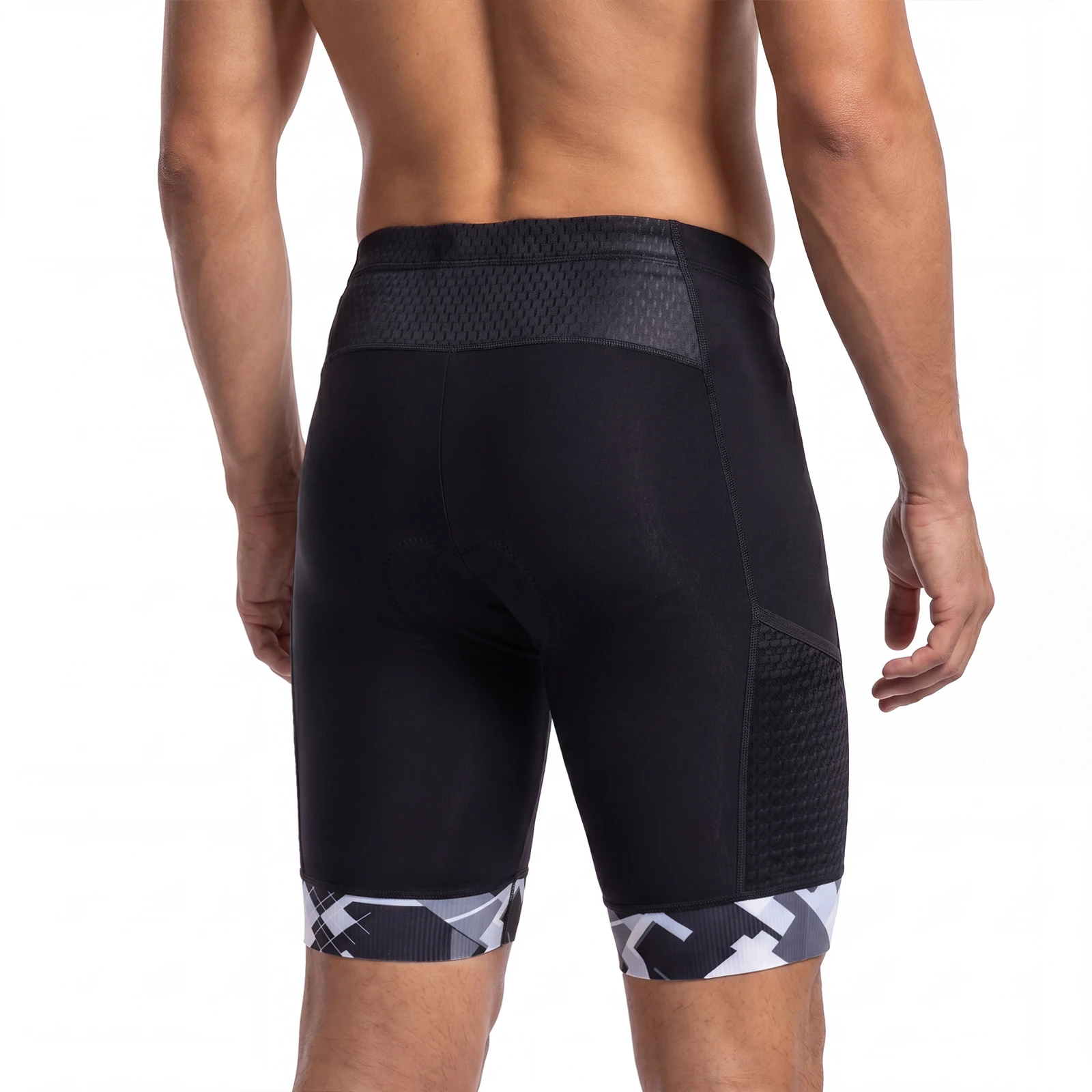 Men's Tri Shorts Quick Dry Compression Triathlon Cycling Shorts with Pad Side Pockets Swim Bike Run MY KILOMETRE