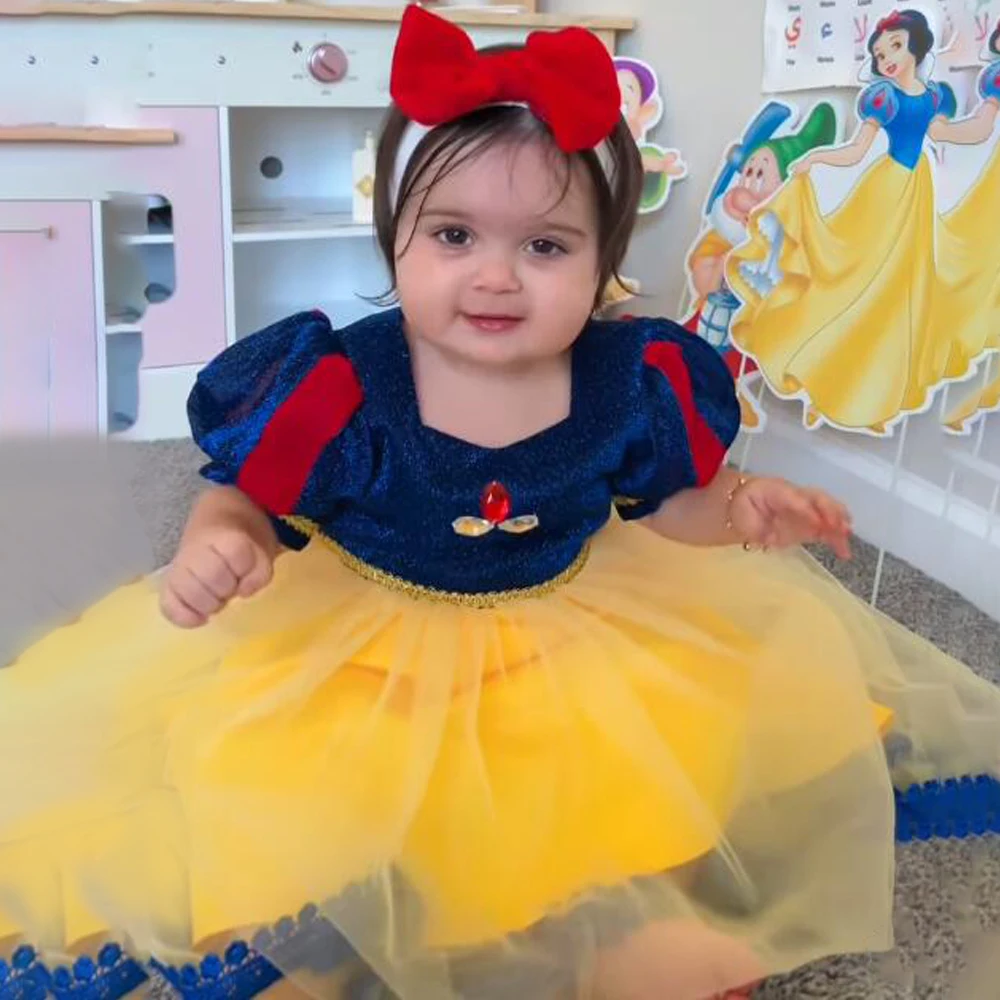 Baby Girls Snow White Princess Dress Carnival Children Bow 1st Birthday Party Kids Clothing Christmas Halloween Cosplay Costumes