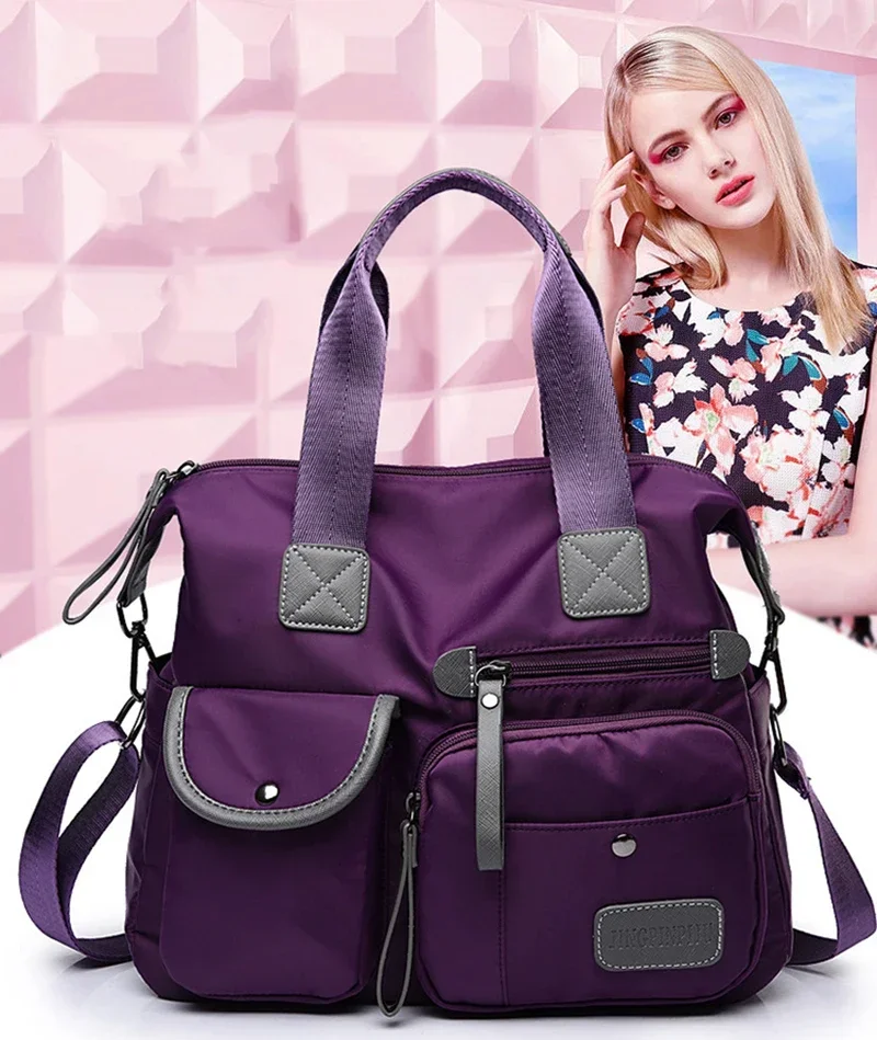 Wielofunkcyjna torba damska, codzienna torebka na zakupy o dużej pojemności, wodoodporna nylonowa torba na ramię typu crossbody — zdjęcie 2