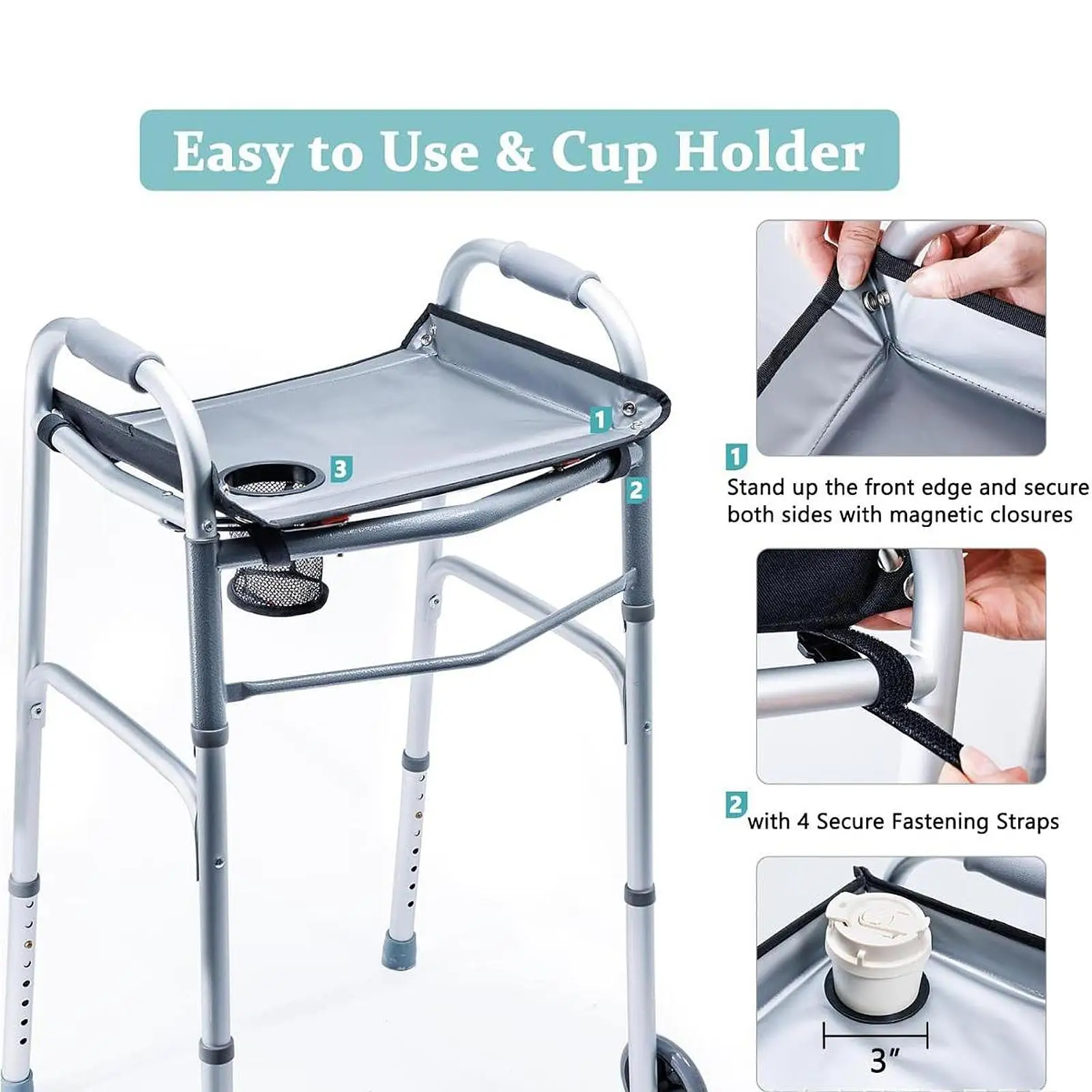 

Сменный поднос для ходунков из ткани Оксфорд с подстаканником для домашнего ухода за больными, легкий съемный аксессуар для ходунков, запчасть для ходунков