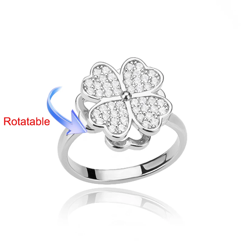 Women's Adjustable Stainless Steel Clover Wedding Ring