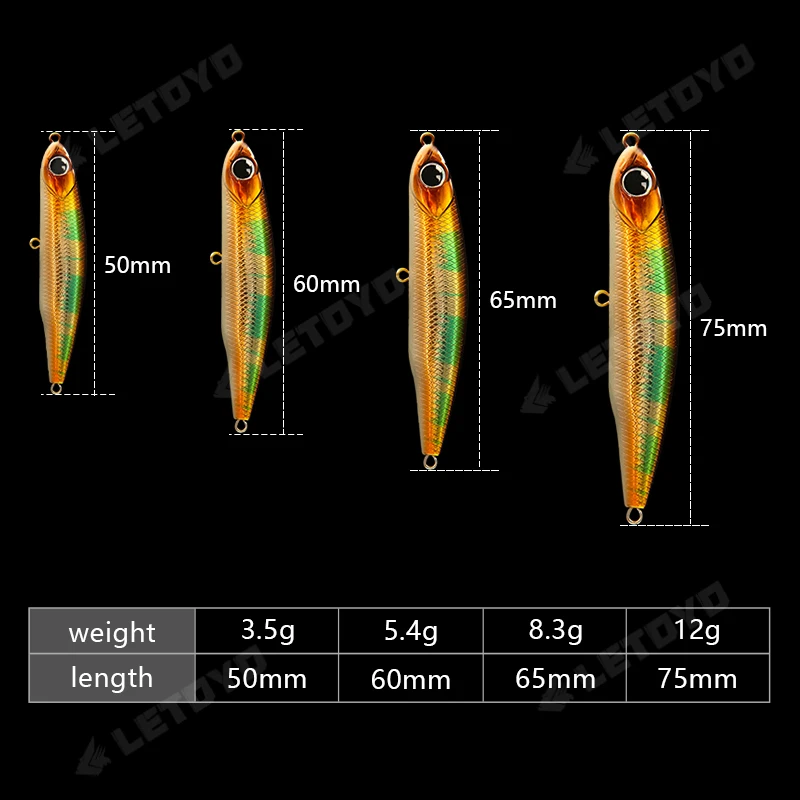 LETOYO matita affondante 12g-3.5g esca artificiale esche dure trota bass esche Wobblers per luccio richiamo di pesca spinning stickbait