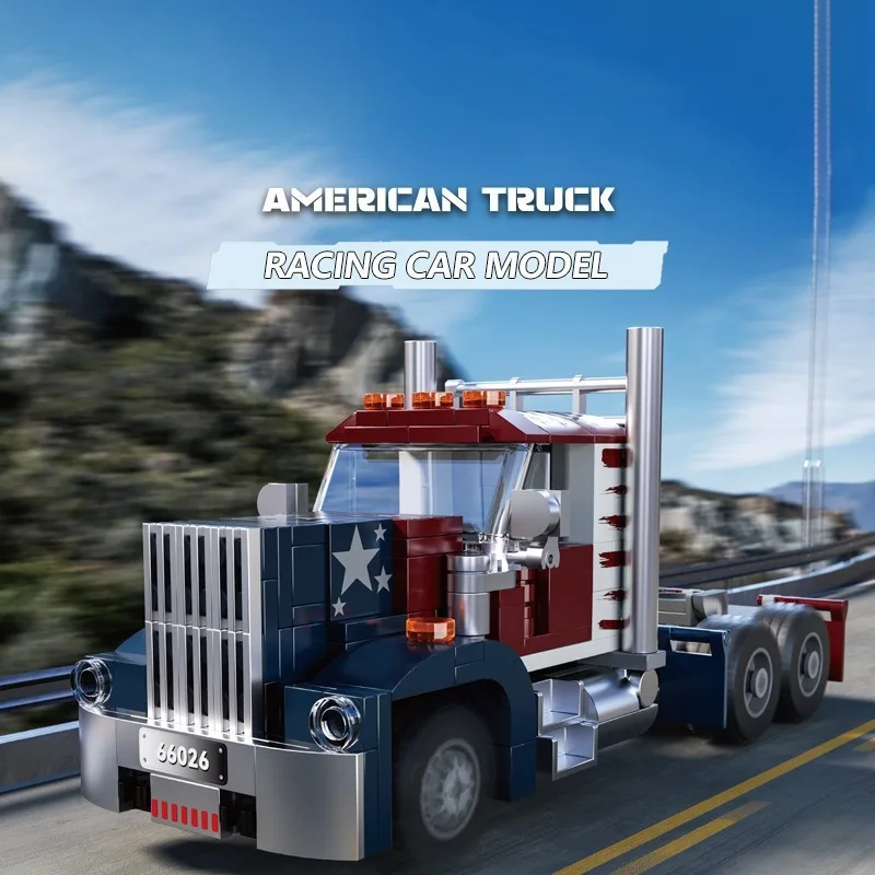 

286 шт., американский грузовик, трактор, строительные блоки, соединительный контейнер, прицеп, модель автомобиля, кирпичи, детские развивающие игрушки «сделай сам», идея, подарки