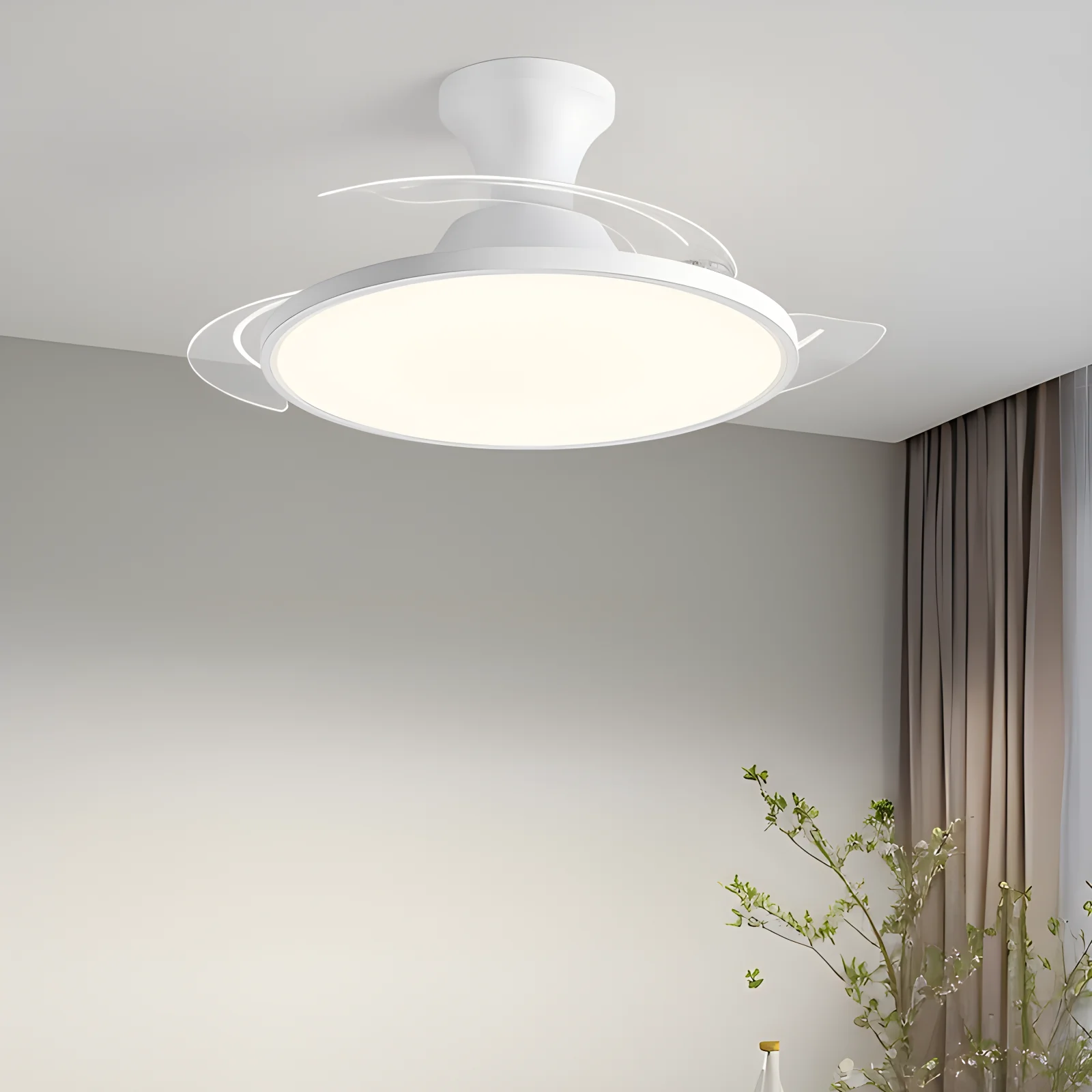 Smart Ceiling Fans With Lights Remote Control Bedroom Decor Ventilator Lamp Air Invisible Blades Retractable Silent Ceiling lamp image 2
